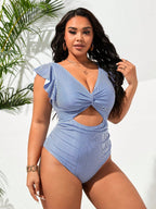 Maiô Plus Size Listrado Ritmo da Costa com Nó Torcido — fotografia 3 | Mar & Pérola