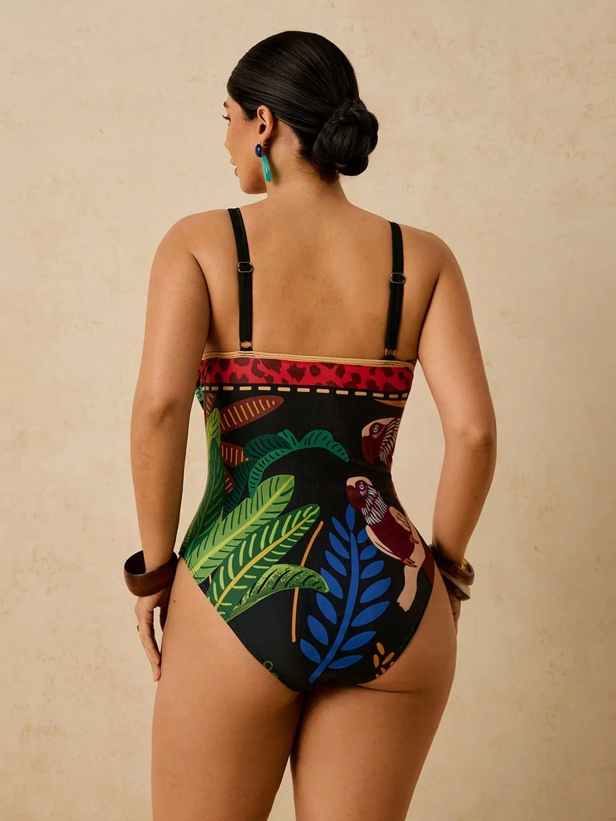 Maiô Plus Size Longo Ziguezague Fivela