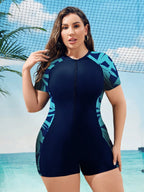 Maiô Plus Size Natação Maré Serena com Gola Dividida — fotografia 1 | Mar & Pérola