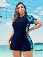 Maiô Plus Size Natação Maré Serena com Gola Dividida — fotografia 3 | Mar & Pérola