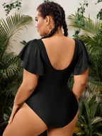 Maiô Plus Size Orla Solar com Mangas Franzidas — fotografia 3 | Mar & Pérola