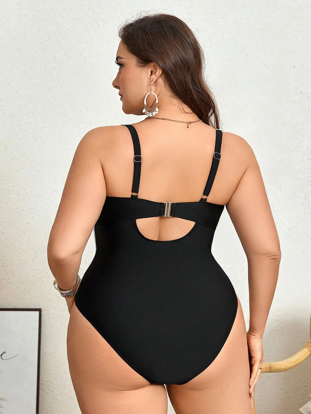 Maiô Plus Size Preto Branco Push-Up