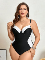 Maiô Plus Size Preto Branco Push-Up