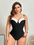Maiô Plus Size Preto Branco Push-Up