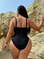 Maiô Plus Size Recortes Vazados