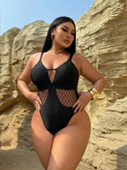 Maiô Plus Size Recortes Vazados