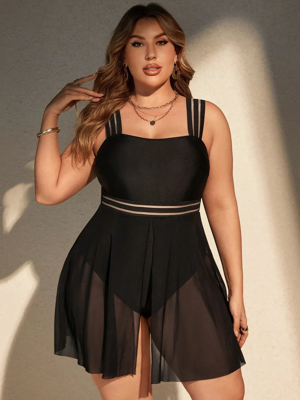 Maiô Plus Size Saia Longa Fluida