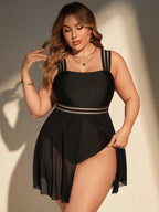 Maiô Plus Size Saia Longa Fluida
