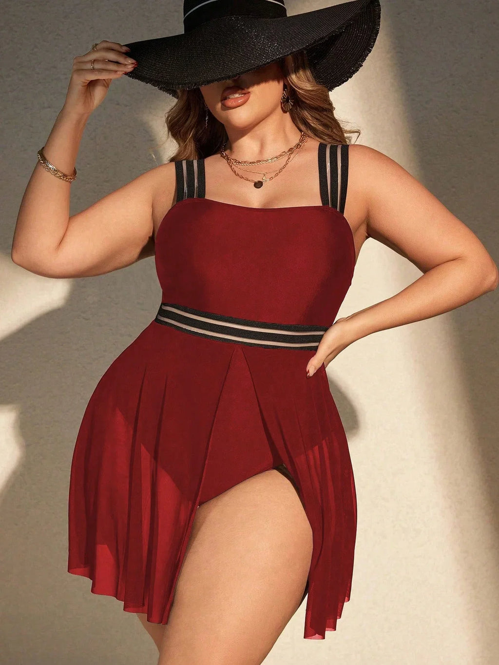 Maiô Plus Size Saia Longa Fluida