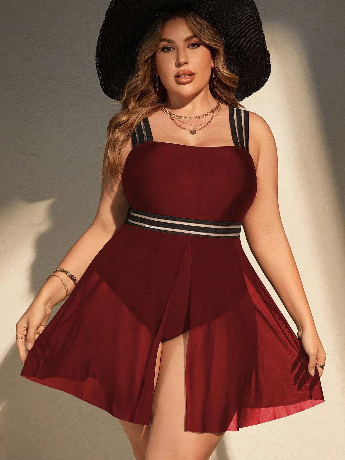 Maiô Plus Size Saia Longa Fluida