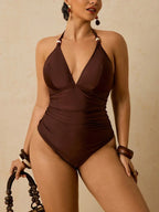 Maiô Plus Size Tropical com Amarração Tie Back