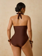 Maiô Plus Size Tropical com Amarração Tie Back