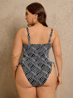 Maiô Plus Size Zebrado Nó na Lateral