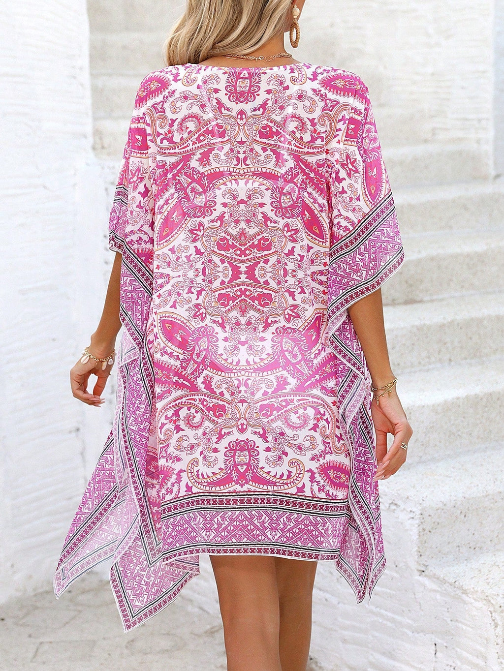 Saída de Praia Cover-Up Manga Morcego Estampa Paisley Enseada — fotografia 9 | Mar & Pérola
