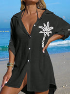 Saída de Praia Kimono Camisa Oversized Costa Serena com Botões — fotografia 1 | Mar & Pérola