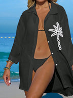 Saída de Praia Kimono Camisa Oversized Costa Serena com Botões — fotografia 3 | Mar & Pérola