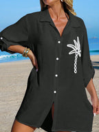 Saída de Praia Kimono Camisa Oversized Costa Serena com Botões — fotografia 4 | Mar & Pérola