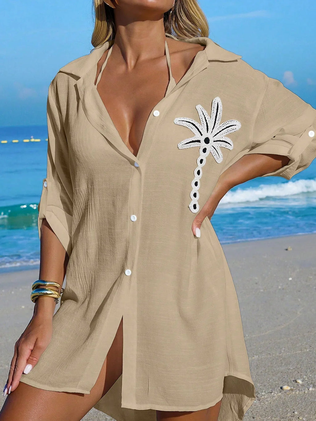Saída de Praia Kimono Camisa Oversized Costa Serena com Botões — fotografia 11 | Mar & Pérola