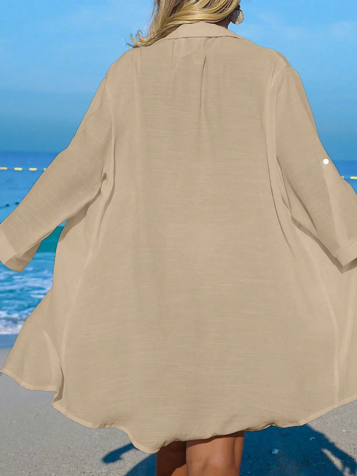 Saída de Praia Kimono Camisa Oversized Costa Serena com Botões — fotografia 12 | Mar & Pérola