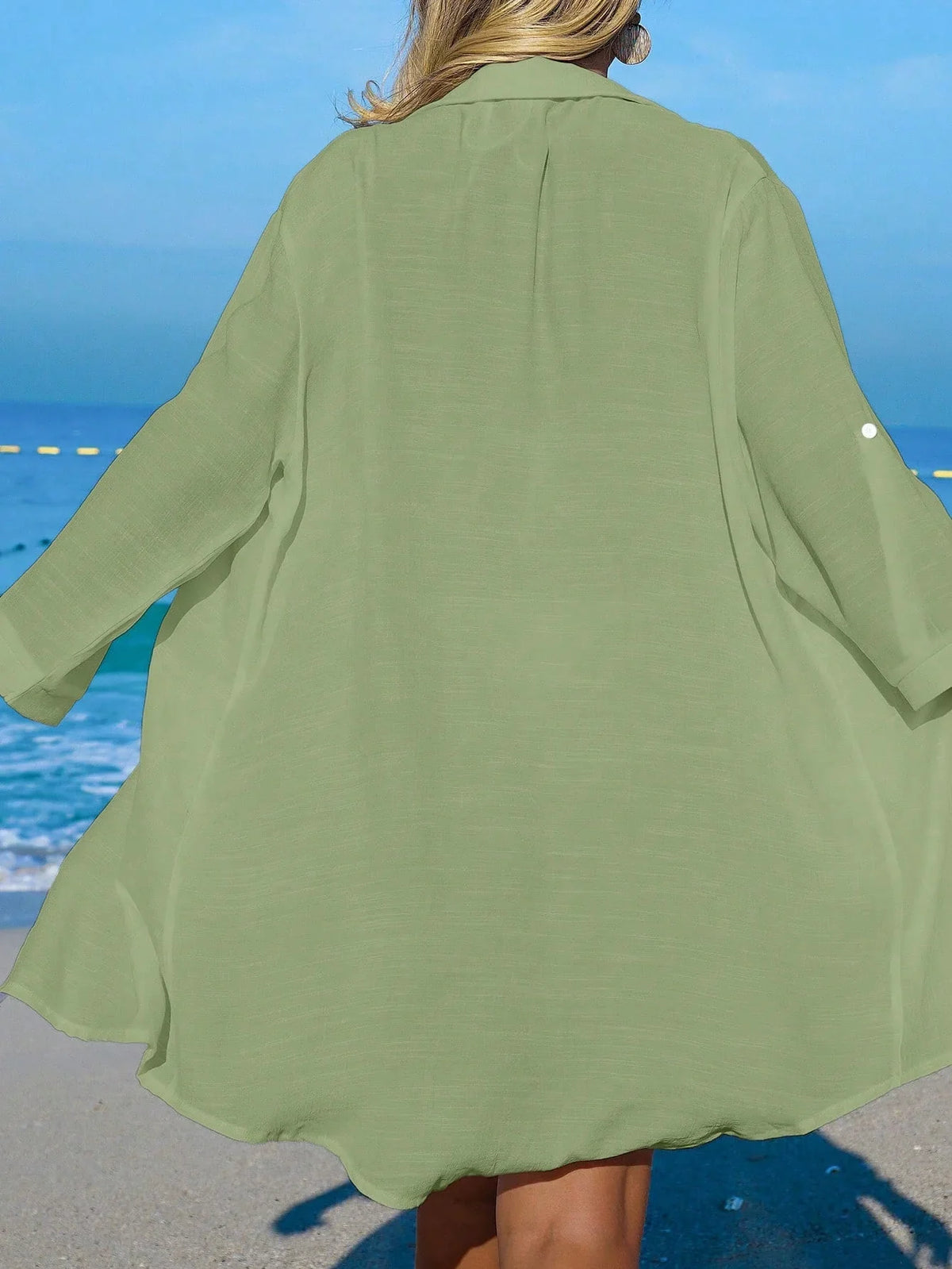 Saída de Praia Kimono Camisa Oversized Costa Serena com Botões — fotografia 17 | Mar & Pérola