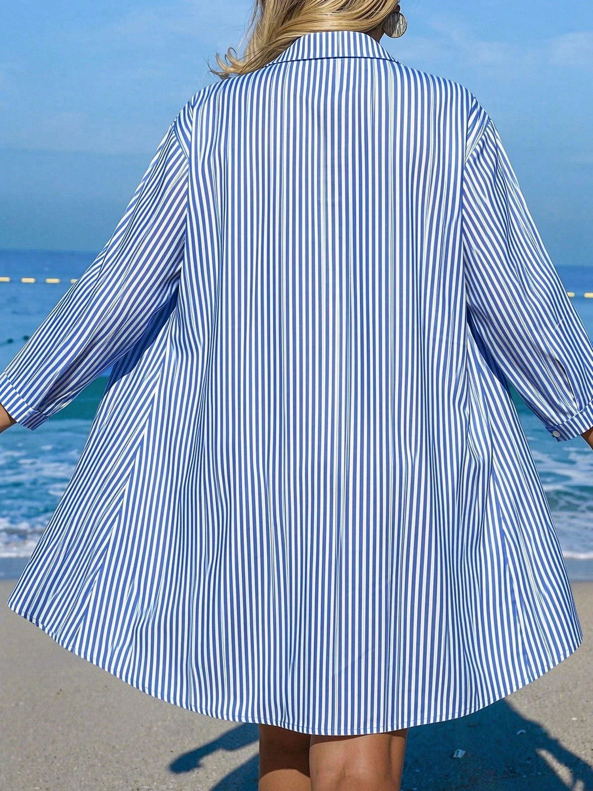 Saída de Praia Kimono Camisa Oversized Costa Serena com Botões — fotografia 22 | Mar & Pérola
