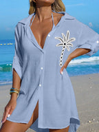 Saída de Praia Kimono Camisa Oversized Costa Serena com Botões — fotografia 27 | Mar & Pérola
