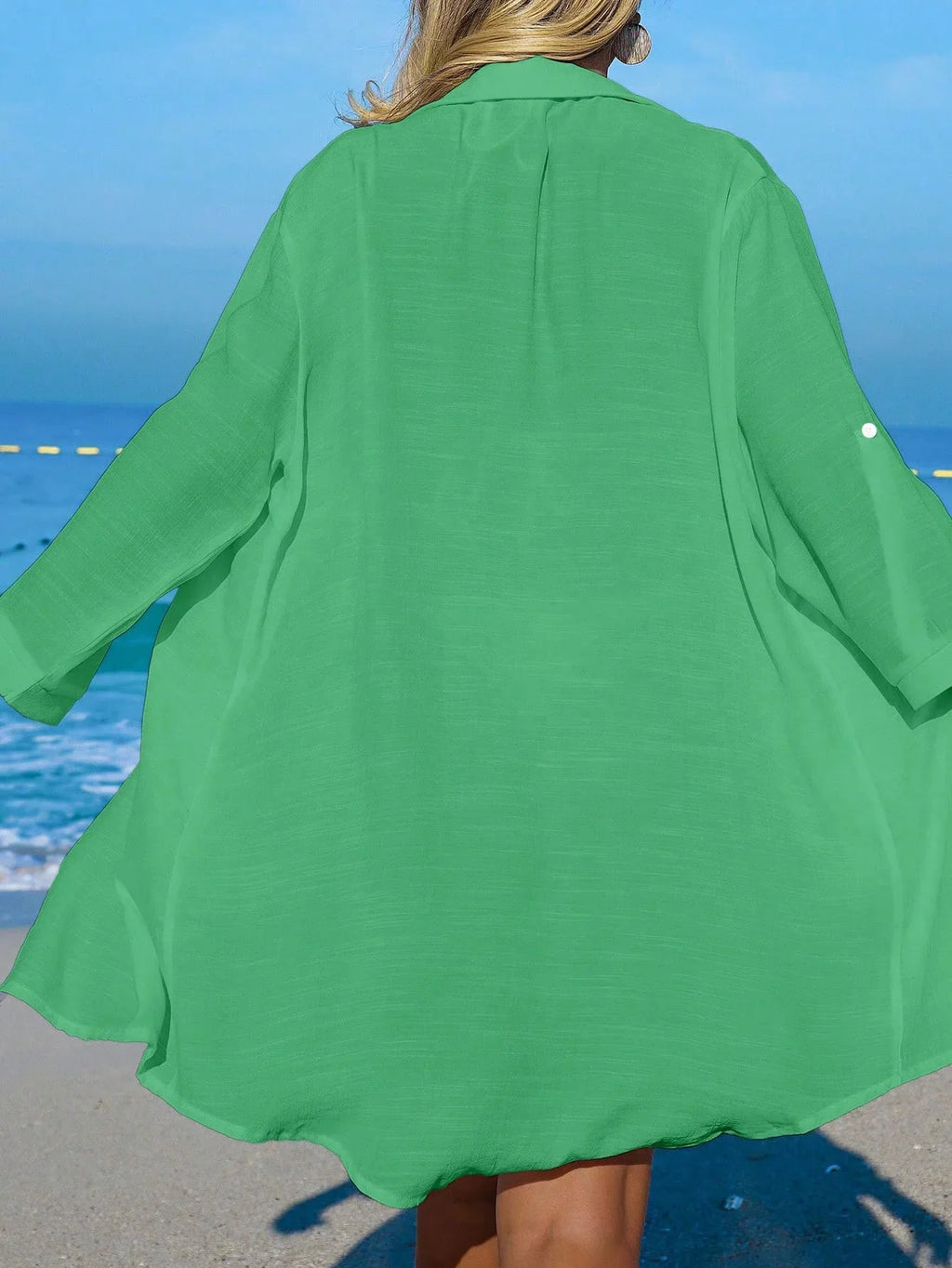 Saída de Praia Kimono Camisa Oversized Costa Serena com Botões — fotografia 33 | Mar & Pérola