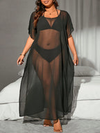 Saída de Praia Plus Size Brisa da Costa com Transparência — fotografia 3 | Mar & Pérola