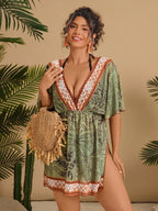 Saída de Praia Plus Size Cruzada Tie Back
