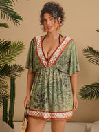 Saída de Praia Plus Size Cruzada Tie Back