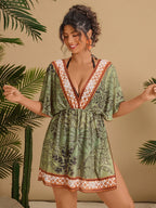 Saída de Praia Plus Size Cruzada Tie Back