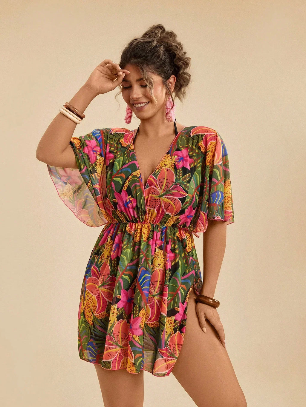 Saída de Praia Plus Size Cruzada Tie Back