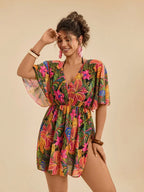 Saída de Praia Plus Size Cruzada Tie Back