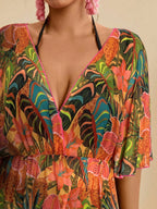 Saída de Praia Plus Size Cruzada Tie Back