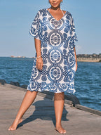Saída de Praia Plus Size Luz da Orla com Babado — fotografia 3 | Mar & Pérola