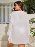Saída de Praia Plus Size Manga Lanterna Luz da Orla — fotografia 5 | Mar & Pérola
