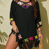 Saída de Praia Plus Size Trama da Enseada em Crochê