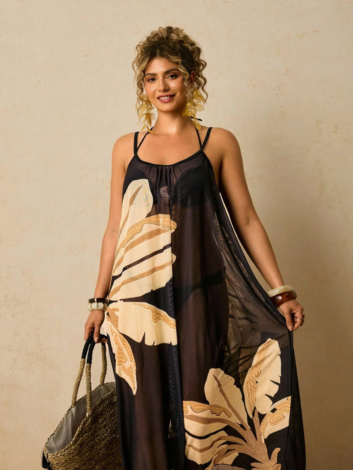 Saída de Praia Plus Size Ziguezague Vazada