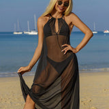 Saída de Praia Preta Transparente Halter Costa Serena