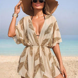 Saída de Praia Vestido Ajustado Maré Serena com Nó