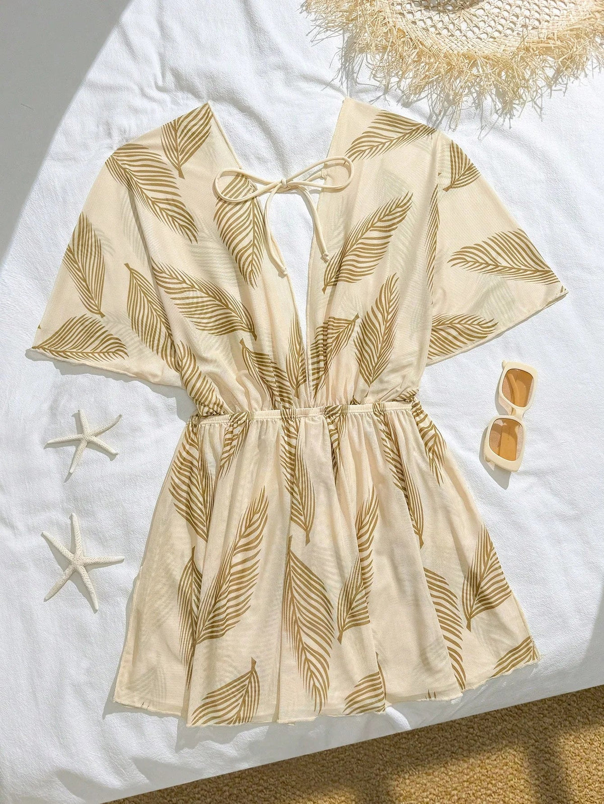 Saída de Praia Vestido Ajustado Maré Serena com Nó — fotografia 3 | Mar & Pérola