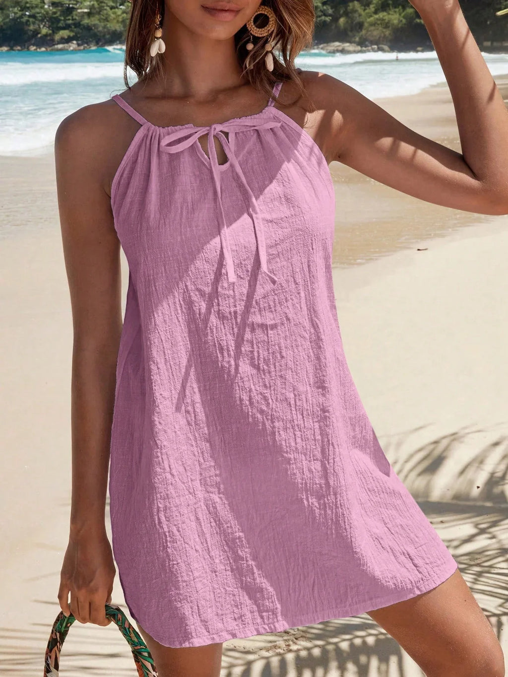 Saída de Praia Vestido Branco Nó na Gola Orla Solar — fotografia 8 | Mar & Pérola
