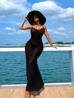 Saída de Praia Vestido Longo Transparente Alças Finas Costa do Sol — fotografia 10 | Mar & Pérola