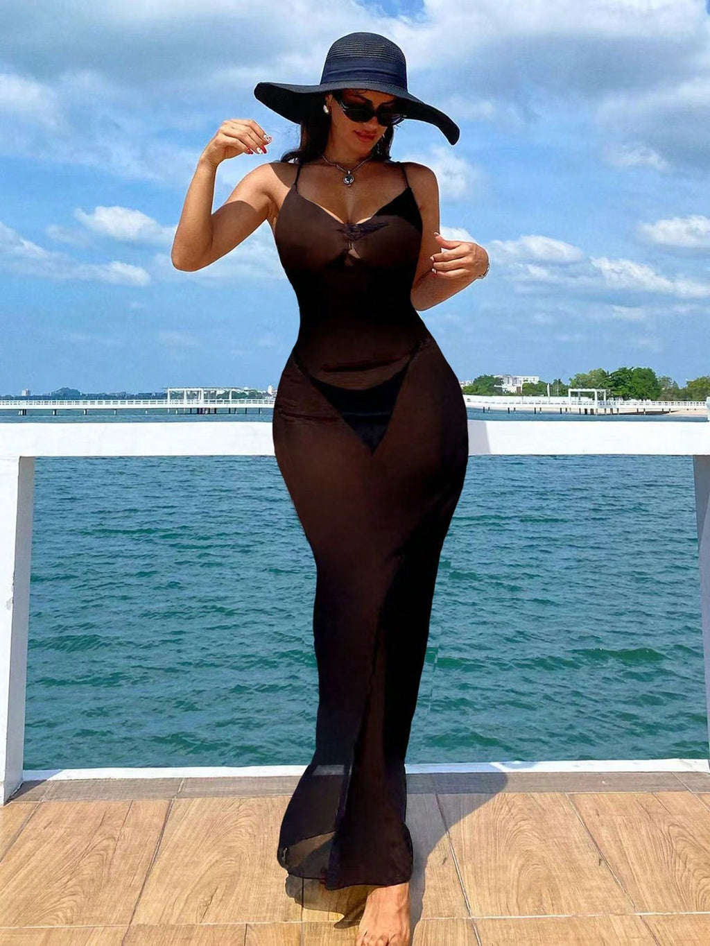 Saída de Praia Vestido Longo Transparente Alças Finas Costa do Sol — fotografia 11 | Mar & Pérola