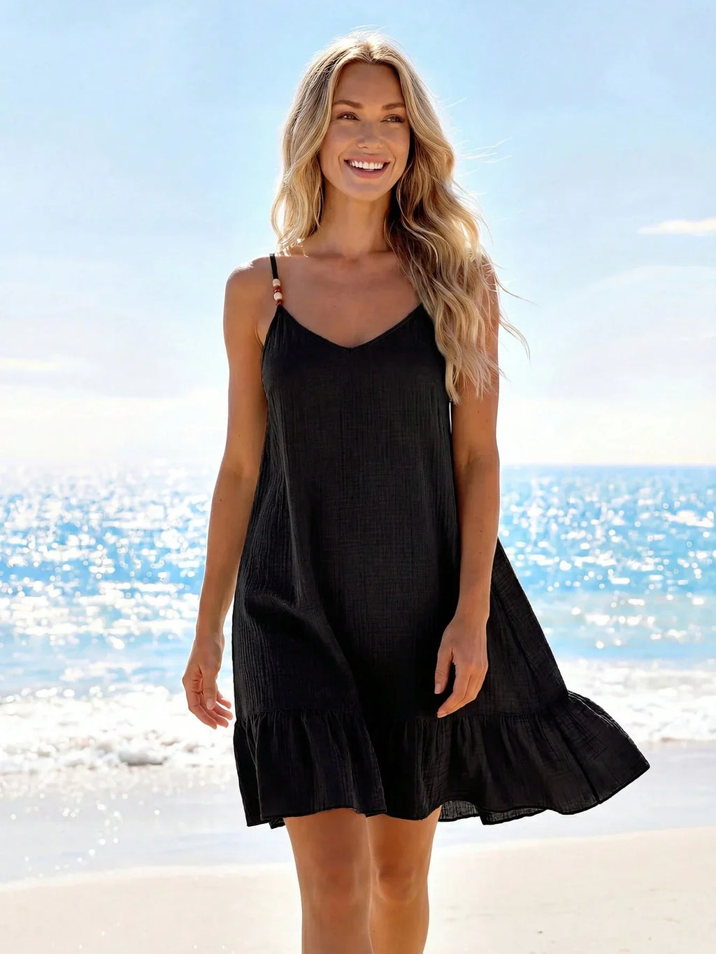 Saída de Praia Vestido Mini Enseada em A com Argola — fotografia 4 | Mar & Pérola