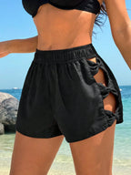 Short de Praia Vazado Preto Maré de Verão — fotografia 6 | Mar & Pérola