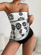 Tankini Bandeau Brisa de Verão com Estampa de Folhagem — fotografia 3 | Mar & Pérola