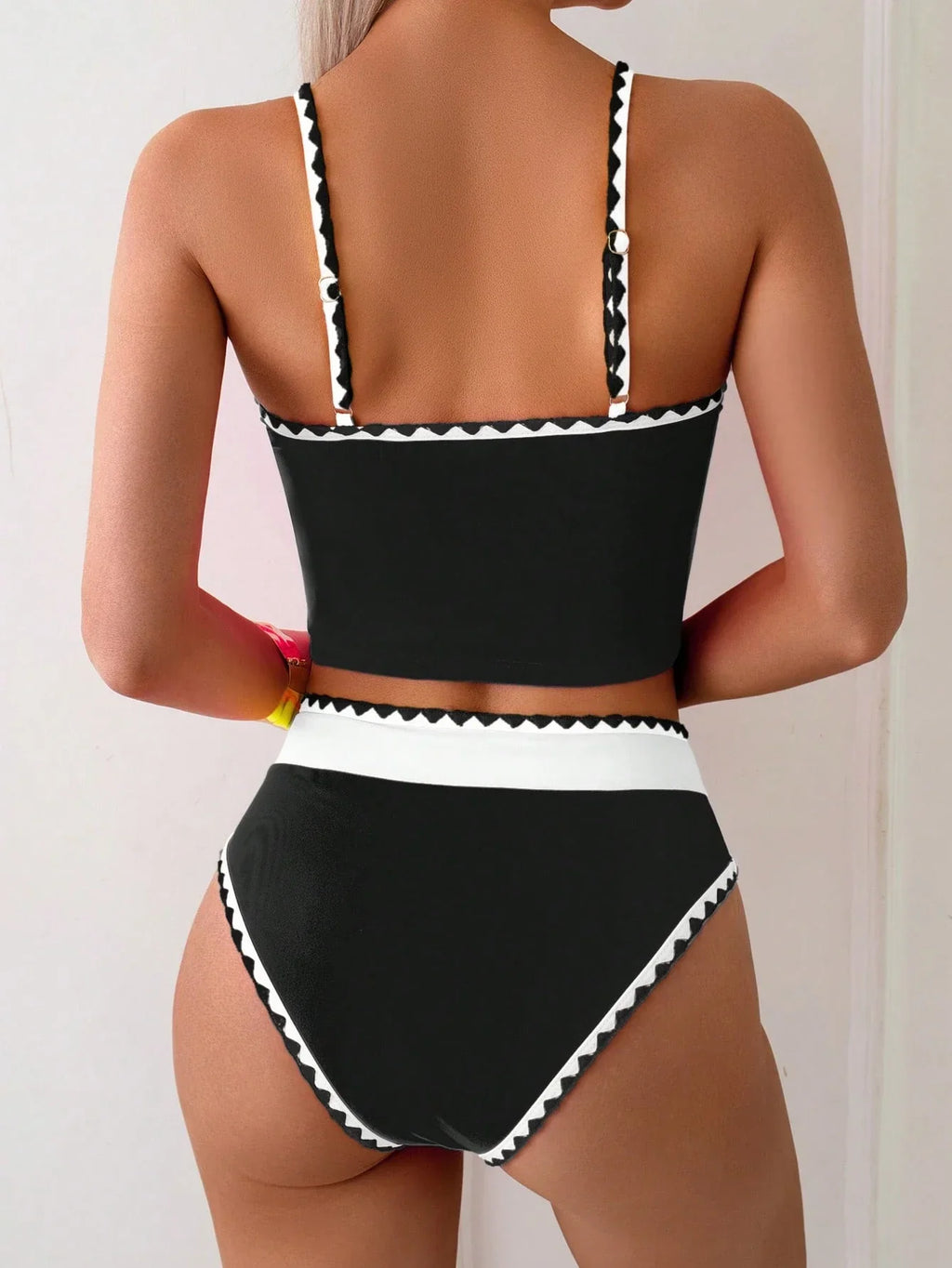 Tankini Bloco de Cores Ziguezague Bojo Inteiro