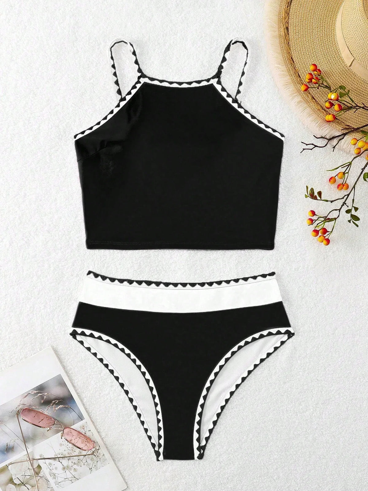 Tankini Bloco de Cores Ziguezague Bojo Inteiro