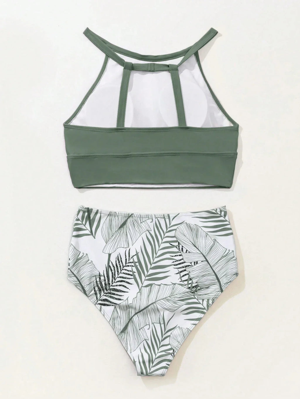 Tankini Boho Gola Alta Dividida Estampa Botânica